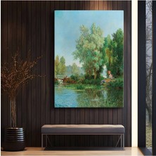 GülsenArt Frits Thaulow Nehir Kıyısı Dinlence Manzarası Kanvas Tablo Duvar Tablosu Dekoratif Ressam Tablosu