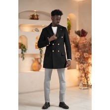 Paul Martin Italyan Yaka Yünlü Kruvaze Kaşe Kaban