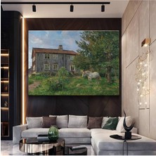 Hans Gude Çiftlik Evi Doğa Manzarası Kanvas Tablo Duvar Tablosu Dekoratif Ressam Tablosu