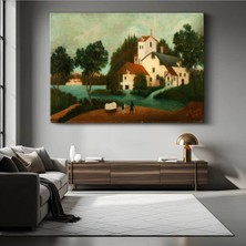 Henri Rousseau Köy Kırsal Manzarası Kanvas Tablo Duvar Tablosu Dekoratif Ressam Tablosu