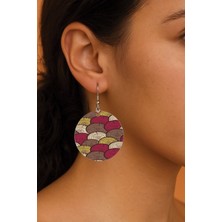 Nurdic Kadın Küpe Desenli Stilist Kancalı 3.5X5CM Yuvarlak Şeffaf Küpe Giordana