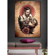 Eskitme Tasarım Erkek Kuaför Berber Model Özgün Tasarım Hd Baskı Dikey Kanvas Tablo