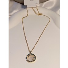 Euro Aksesuar Sedefli 14 K Kaplama Yıldız Figürlü Çelik Kolye