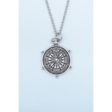 IDR Pusula Gümüş Kaplama Düz Zincir Kolye