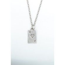 IDR Minimal Maça As Poker İskambil Gümüş Kaplama Düz Zincir Kolye