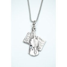 IDR Keman - Nota Defteri Gümüş Kaplama Örme Zincir Kolye