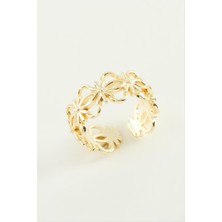 Gümüş Takıcım Çiçek Metal Yüzük