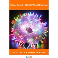 Letsii 5m 30 LED Rgb 2 Kademeli Şeffaf Dekoratif Aydınlatma Kablo