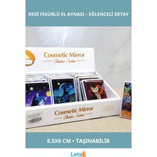 Letsii Hareketli Sulu Detaylı Kedi Figürlü El Aynası Şık ve Eğlenceli Tasarım