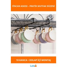 Letsii 10 Kancalı Metal Dolap Içi Fincanlık Askı Mutfak Düzenleyici