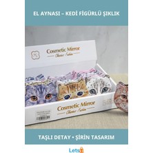 Letsii Taşlı Kedi Şeklinde El Aynası Eğlenceli ve Şık Aksesuar