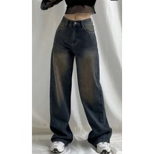 St.Poll Vintage Eskitme Kahve Tint Efekt Yıkamalı Baggy Jeans Pantolon Unisex