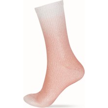 Bony Socks Kadın Sim Detaylı Parlak Soket Çorap Fuşya