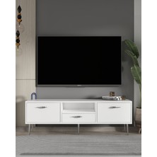 Demonte Decor 1325DROPDD-32 Tv Sehpası Beyaz-Gümüş