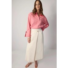 Touche Kruvaze Naturel Denim Etek Krem