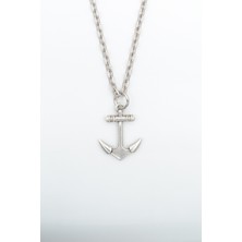 IDR Minimal Çapa Gümüş Kaplama Düz Zincir Kolye