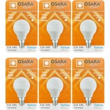Avarson (6 adet) Osaka 7W (50W) Beyaz IŞIK E14 DUYLU (Ince Duy) LED Mini Ampul