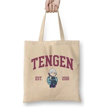 Toyaso Demon Slayer Tengen Uzui Beyaz Bez Çanta Uzun Saplı Alışveriş Çantası Plaj Çantası