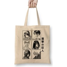 Toyaso Attack On Titan Characters For White Bez Çanta Uzun Saplı Alışveriş Çantası Plaj Çantası