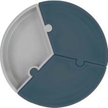 Oioi Puzzle Vakum Tabanlı Silikon Tabak Deep Blue  Powder Grey