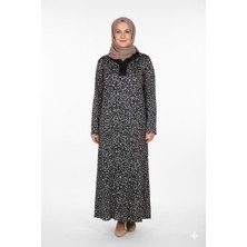 Hermevsim Hesna Kadın Minel Battal Beden Kuplu Boydan Siyah Elbise Desen 28