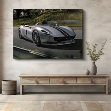 Ferrari Monza Sp2 Gümüş Kanvas Tablo Yarış Otomobili Speedster Konsept Tablo