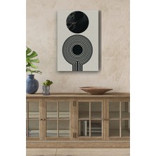 Siyah Halkalar ve Çizgi Detayları Yağlı Boya Görünümlü Hd Dijital Baskı Dikey Kanvas Tablo 123