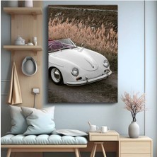 GülsenArt Porsche 356 Speedster Beyaz Cabrio Kanvas Tablo Stuttgart Klasik Zarafeti Tablo