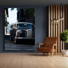 Mercedes-Benz 180 Siyah Klasik Kanvas Tablo Alman Stuttgart Sedan Tablo