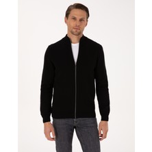 Pierre Cardin Erkek Siyah Regular Fit Triko Hırka 50315821-VR046