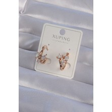 Claris XUPİNG Rose Renk Zirkon Taşlı Halka Küpe