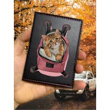 Nurdic Kedicik Desenli Ruhsat Kabı Logolu Oto Ruhsat Kılıfı Vinleks Deri Dikişli Araç Ruhsat Koruyucu