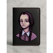 Nurdic Ruhsat Koruyucu Baskılı Kart Bölmeli Siyah Vinlex Deri Ruhsat Kabı Kılıfı Addamsfamily