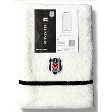 Taç Bjk Beşiktaş Siyah Beyaz Bandrollü Taraftar Banyo Havlusu 65 x 130 cm