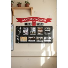 Emach Dizayn Atatürk Köşesi Büyük Boy Ahşap Kırmızı Şeritli Fotoğraflar Dahildir 120 x 73