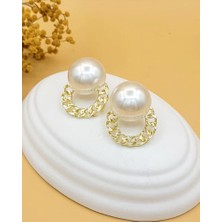 Nevoka Zincir Işıltısı Incili Gold Küpe