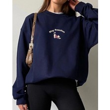 Dearens Lacivert Sweatshirt – Stay Pawsitive Kedi Baskılı