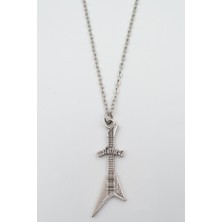 IDR Motorhead Elektro Gitar Gümüş Kaplama Düz Zincir Kolye