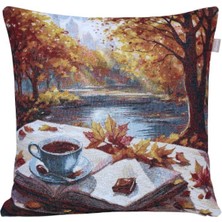 BELIEVE SONBAHAR KAHVE JAKARLI DOKUMA GOBLEN  DEKORATİF KIRLENT 45*45