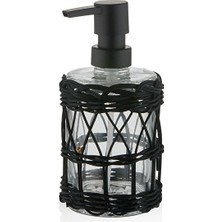 4 Adet   The Mia Rattan Cam Sıvı Sabunluk Siyah 330 cc