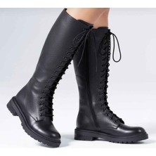 Laura Shoes Laura  35-43 Numara Kadın Hakiki Deri Kışlık Uzun Çizme – Kaymaz Taban & Bağcıklı