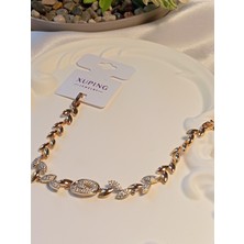 Rose Renk Zirkon Taşlı Çiçek Detaylı Xuping Jewelry Vip Bileklik