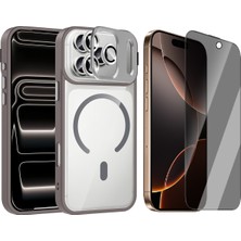 Vendas iPhone 17 Pro Max Kılıf Standlı ve Kamera Lens Hediyeli M-Safe Şarj Özellikli Zore Etro Kapak + Hayalet Ekran Koruyucu