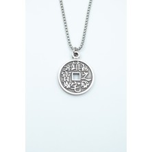 IDR Feng Shui Çin Şans Parası Gümüş Kaplama Örme Zincir Kolye