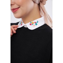 Hürrem Bone Beyaz Gömlek Yakalı Boyunluk Terikoton Nakışlı Çiçek Desenli 1023_42