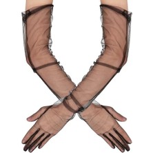 BYZM Uzun Boy Likralı Siyah Yetişkin Mega Tül Eldiven