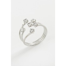 Gümüş Takıcım 6 Zirkon Taşlı Yüzük