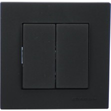 Vanch Mutlusan RİTA-2220 402 0284 Poşetli Siyah - Komütatör - 2li Anahtar Priz Vidalı - Çerçeveli (5264)