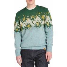 Timberland TB0A6H2KEYM1-FAIRISLE Sweater Mavi Yuvarlak Yaka Regular Fit Desenli Erkek Sweatshırt