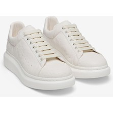 Mcqueen Erkek Kabartmalı Desenli Kuzu Derisi Sneakers - Kırık Beyaz